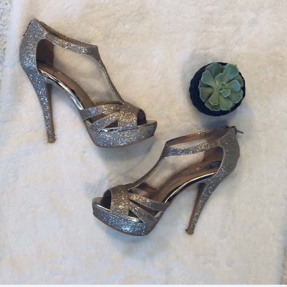 Shoes - Gold Glitter Stiletto Heels